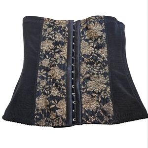 ILANNI Sparkle Corset XS Gold/Black Mesh Floral Waist Trainer Ai-1901